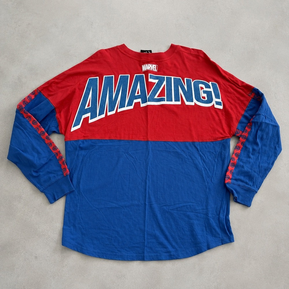 Universal Studios Marvel Spider-Man Wingback Shirt M Colorblock Long Sleeve